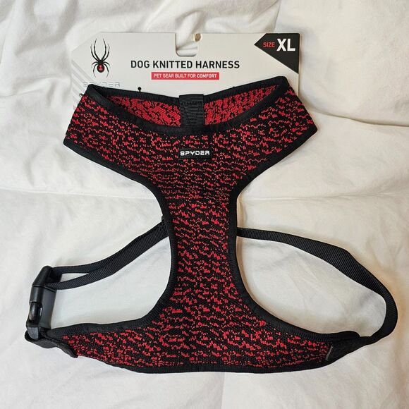 NWT Spyder Dog Knitted Adjustable Harness Red Black XL - Picture 1 of 4